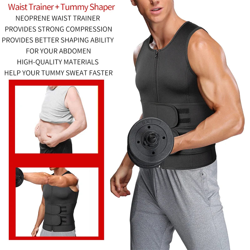 Hommes taille formateur Sauna gilet Fitness Corset Abdomen minceur corps Shaper ventre réduisant Shapewear brûler graisse chemise tondeuse ceinture