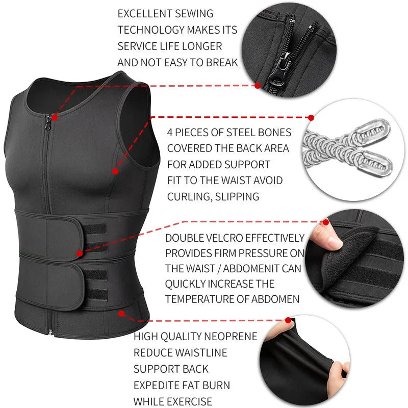 Hommes taille formateur Sauna gilet Fitness Corset Abdomen minceur corps Shaper ventre réduisant Shapewear brûler graisse chemise tondeuse ceinture
