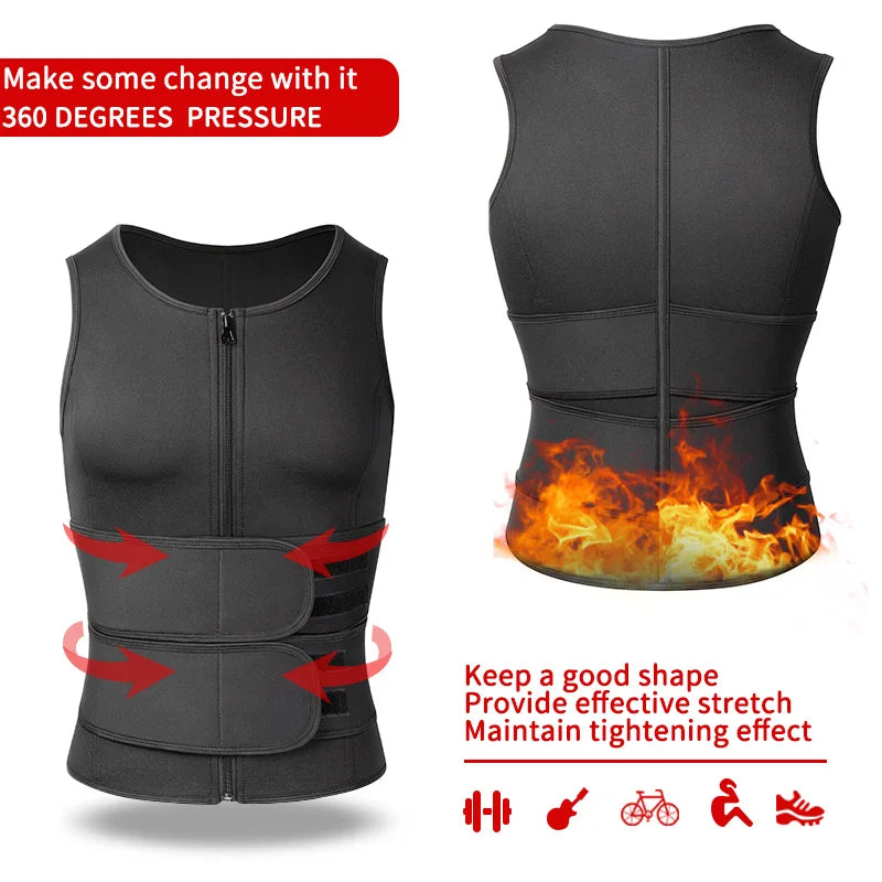 Hommes taille formateur Sauna gilet Fitness Corset Abdomen minceur corps Shaper ventre réduisant Shapewear brûler graisse chemise tondeuse ceinture