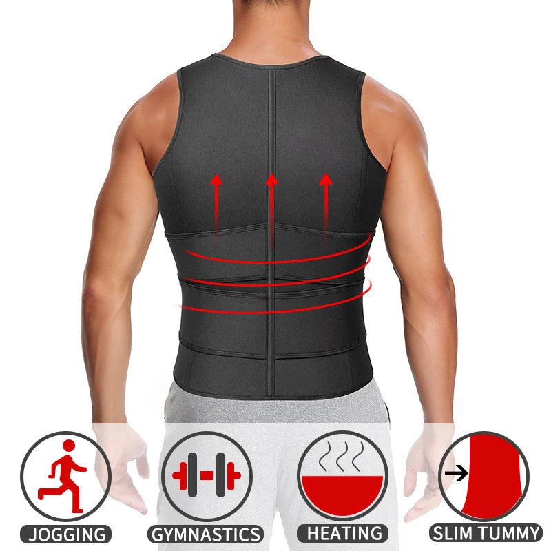 Hommes taille formateur Sauna gilet Fitness Corset Abdomen minceur corps Shaper ventre réduisant Shapewear brûler graisse chemise tondeuse ceinture