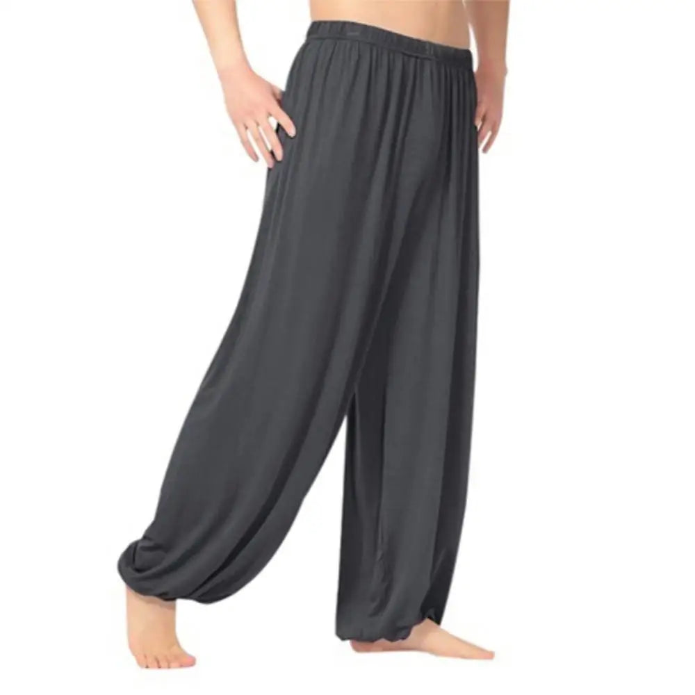 Sarouel pour hommes couleur unie pantalons de Yoga exercice du matin Tai Chi pantalon décontracté pantalon à jambes larges pantalons longs sarouel pantalons masculins