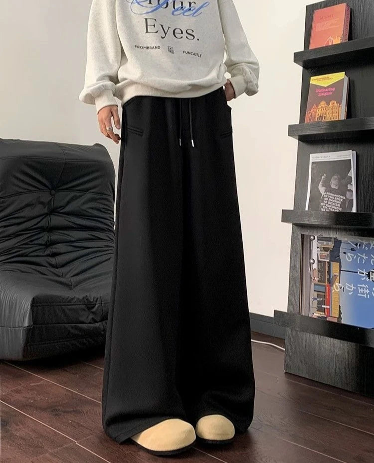 Pantalon à jambes larges pantalons de survêtement pour hommes Cool tendance offres automne hiver liquidation vente mode élégant rétro plaine homme pantalons de sport