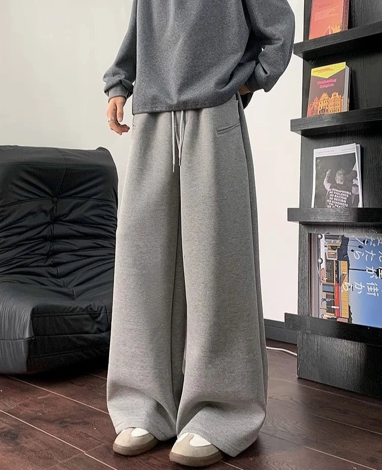Pantalon à jambes larges pantalons de survêtement pour hommes Cool tendance offres automne hiver liquidation vente mode élégant rétro plaine homme pantalons de sport