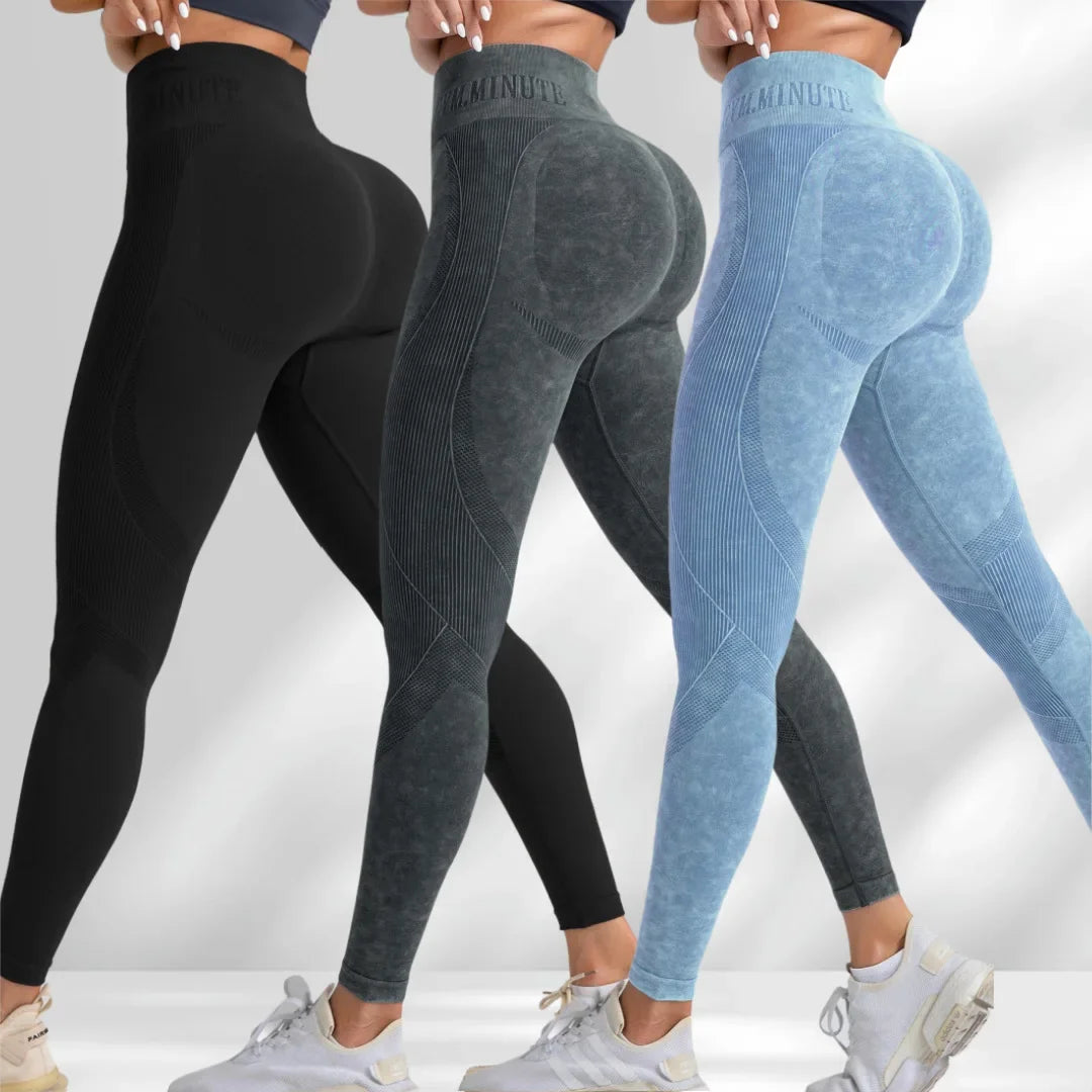 Pantalon de yoga Taille serrée Lettre Sable Lavé Pantalon Exercice Yoga Leggings | Fitness Femme