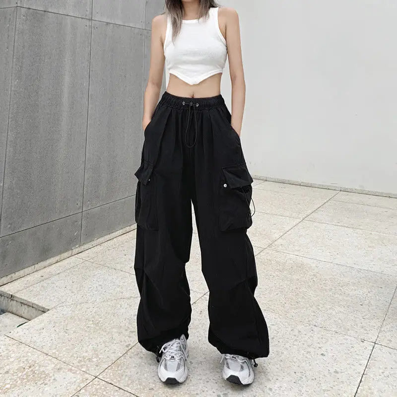 Pantalon Cargo rétro pour femmes, mode Streetwear, taille haute, mince, décontracté, pantalon de sport Harajuku, vêtements pour femmes