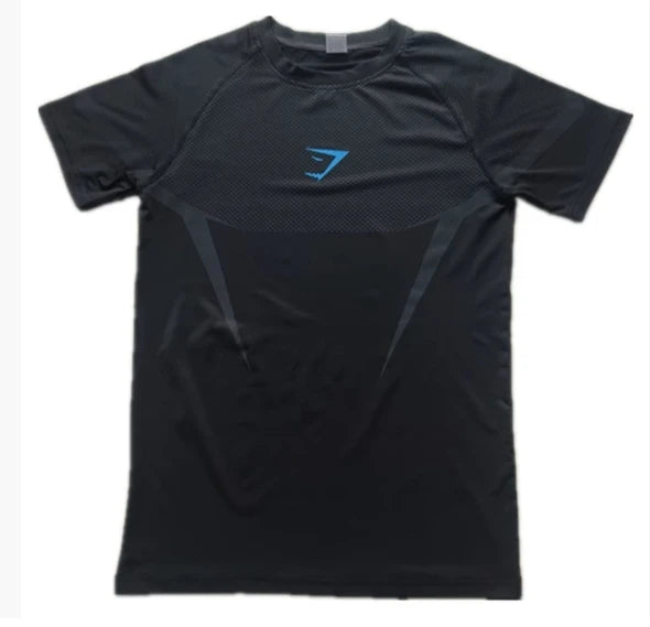 T-Shirt de sport requin pour hommes, haute élasticité, séchage rapide, serré, Fitness, entraînement, respirant, été, gymnastique, tendance, marque