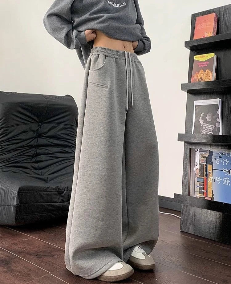 Pantalon à jambes larges pantalons de survêtement pour hommes Cool tendance offres automne hiver liquidation vente mode élégant rétro plaine homme pantalons de sport