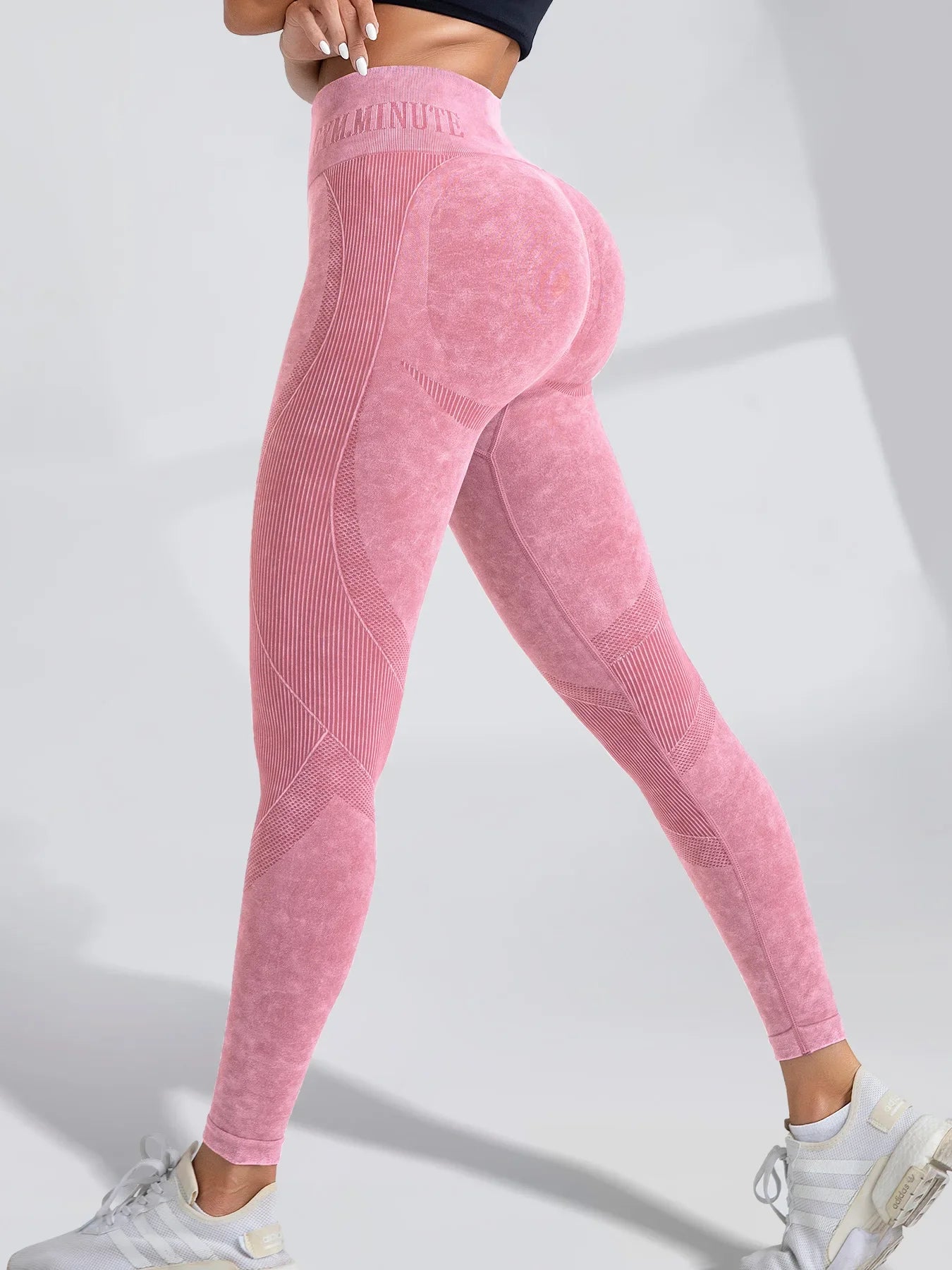 Pantalon de yoga Taille serrée Lettre Sable Lavé Pantalon Exercice Yoga Leggings | Fitness Femme
