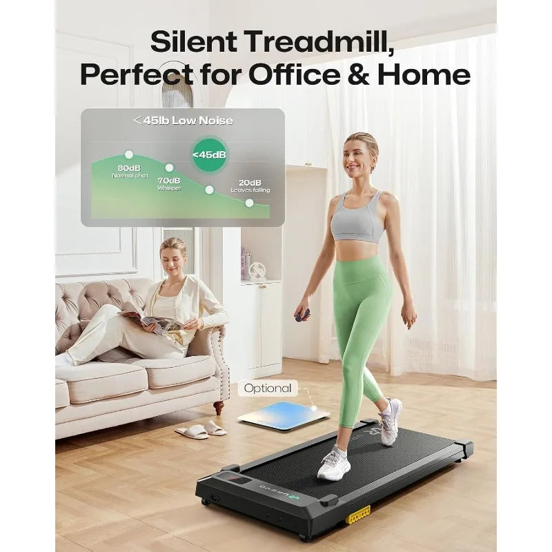 UREVO Tapis de marche intelligent, tapis roulant compact sous le bureau avec double absorption des chocs, fonctionnement silencieux, application d'entraînement