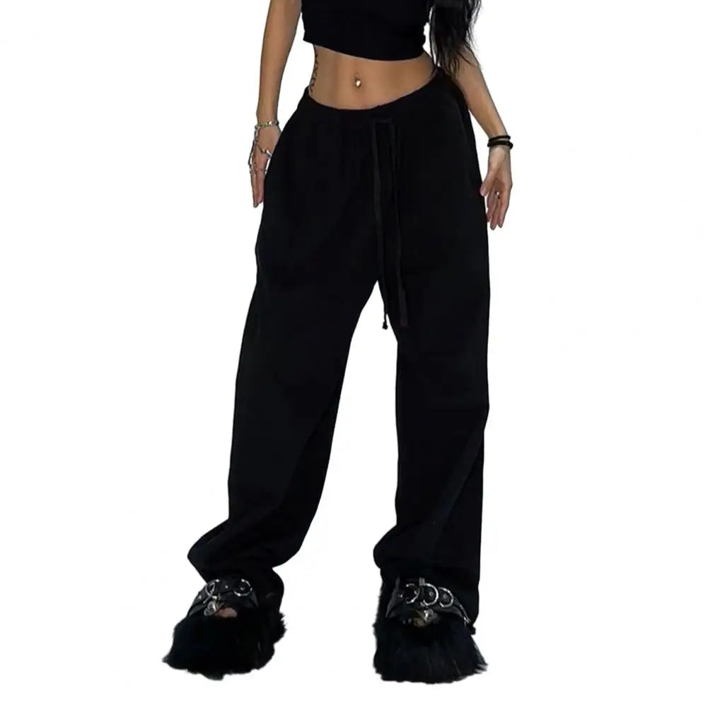 Pantalon de survêtement décontracté pour femmes, couleur unie, taille haute, à lacets, ample, jogging, classique, Baggy, Streetwear, Sport, danse