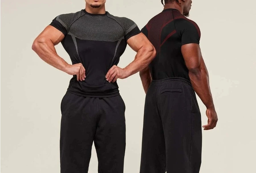 T-Shirt de sport requin pour hommes, haute élasticité, séchage rapide, serré, Fitness, entraînement, respirant, été, gymnastique, tendance, marque