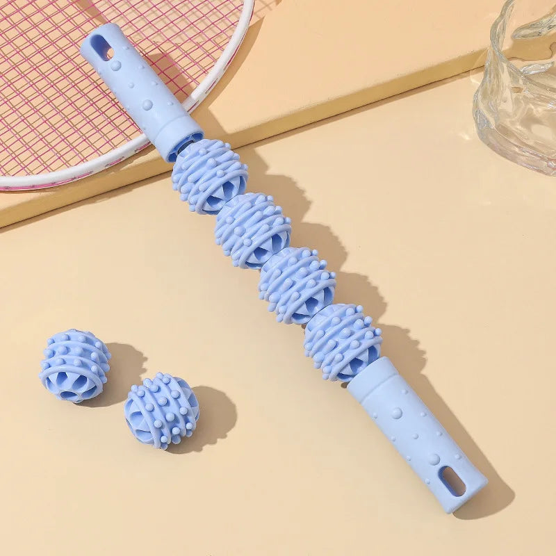 4 boules bâton de Massage rouleau mollet Muscle Cervical cou épaule dos relaxant Yoga loup dents Muscles Relaxation Fitness
