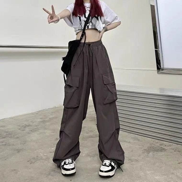 Pantalon Cargo rétro pour femmes, mode Streetwear, taille haute, mince, décontracté, pantalon de sport Harajuku, vêtements pour femmes