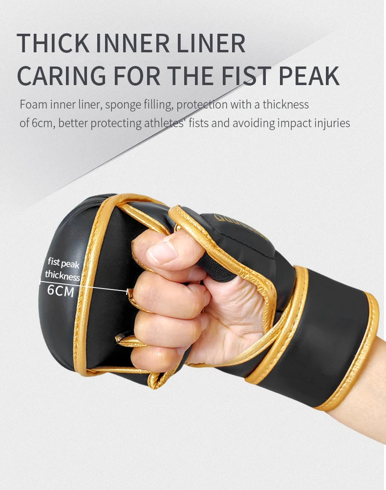 Gants de combat demi-doigt Pur Cuir | MMA - Boxe - Muay Thai |Accessoires C