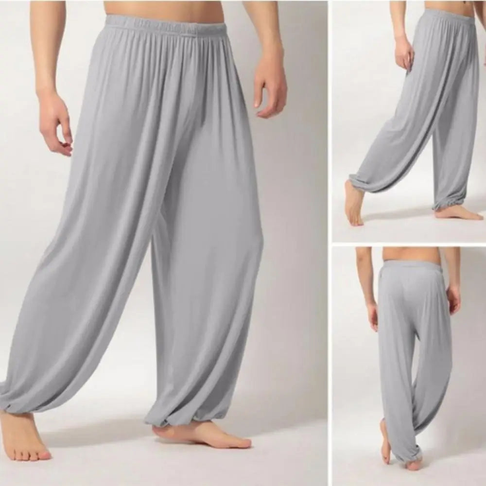 Sarouel pour hommes couleur unie pantalons de Yoga exercice du matin Tai Chi pantalon décontracté pantalon à jambes larges pantalons longs sarouel pantalons masculins