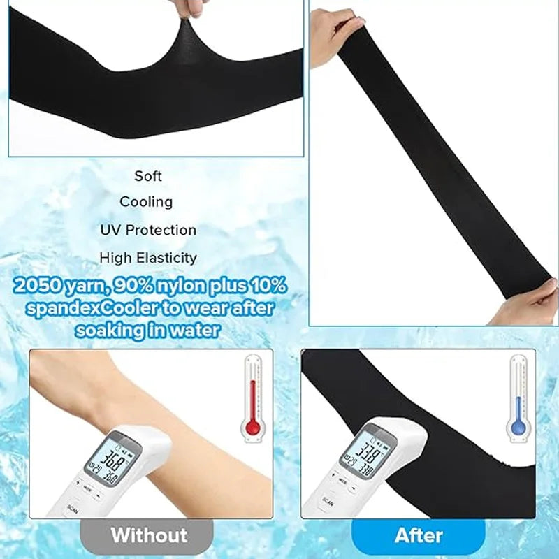 Manchons de protection solaire Ice Silk – Matériau en nylon, SPF 50+, haute respirabilité, blocage UV 99 %+ pour le cyclisme et le sport