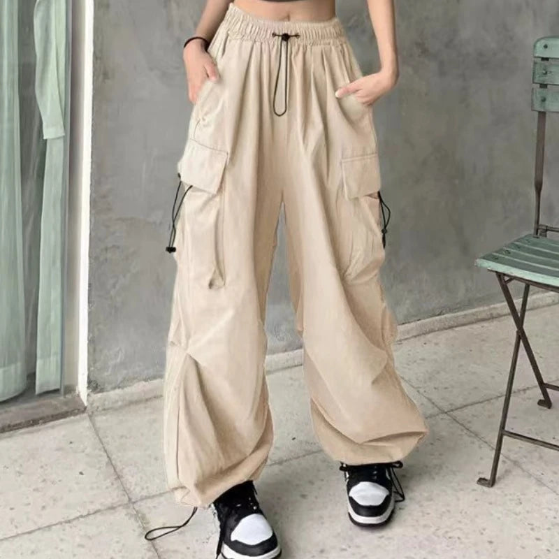 Pantalon Cargo rétro pour femmes, mode Streetwear, taille haute, mince, décontracté, pantalon de sport Harajuku, vêtements pour femmes