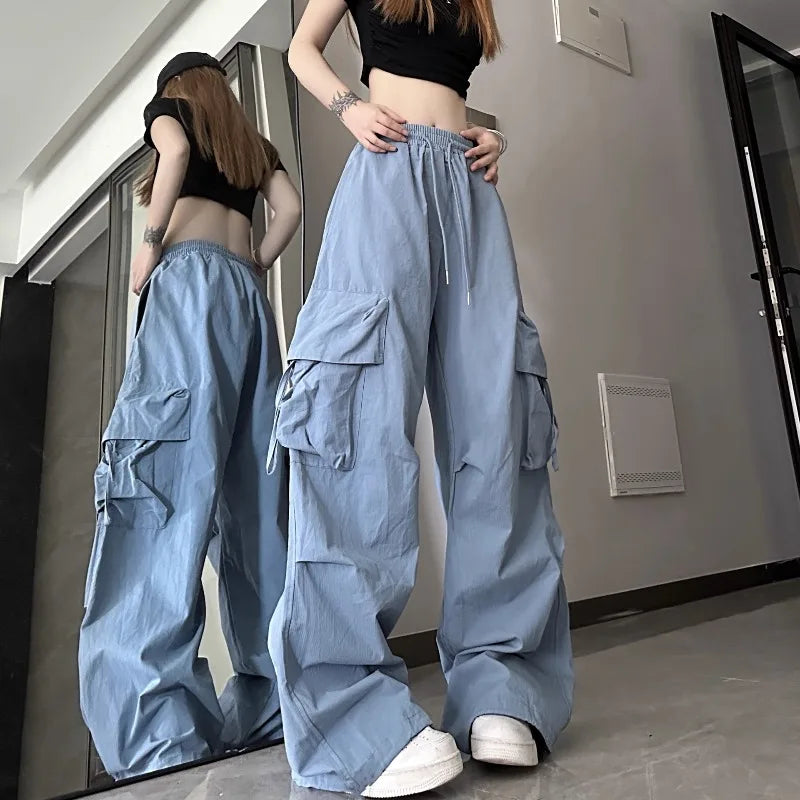 Pantalon Cargo rétro pour femmes, mode Streetwear, taille haute, mince, décontracté, pantalon de sport Harajuku, vêtements pour femmes