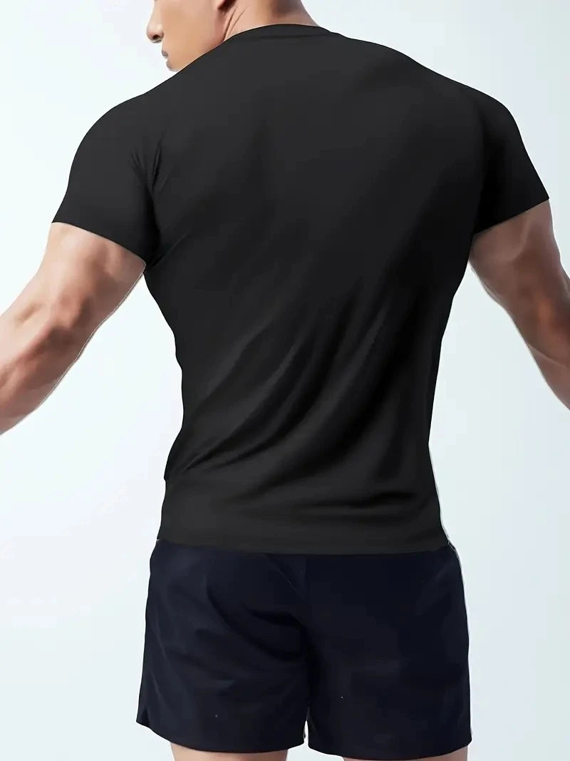 T-shirt de fitness à manches courtes haute élasticité, séchage rapide et respirant, adapté aux vêtements de sport, de course et de fitness