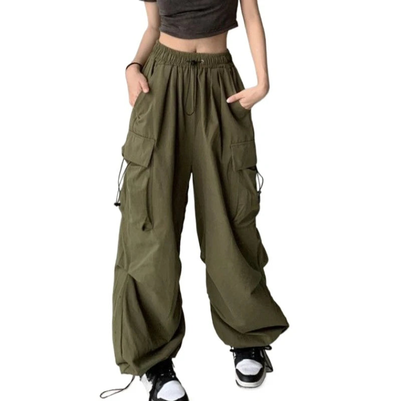 Pantalon Cargo rétro pour femmes, mode Streetwear, taille haute, mince, décontracté, pantalon de sport Harajuku, vêtements pour femmes