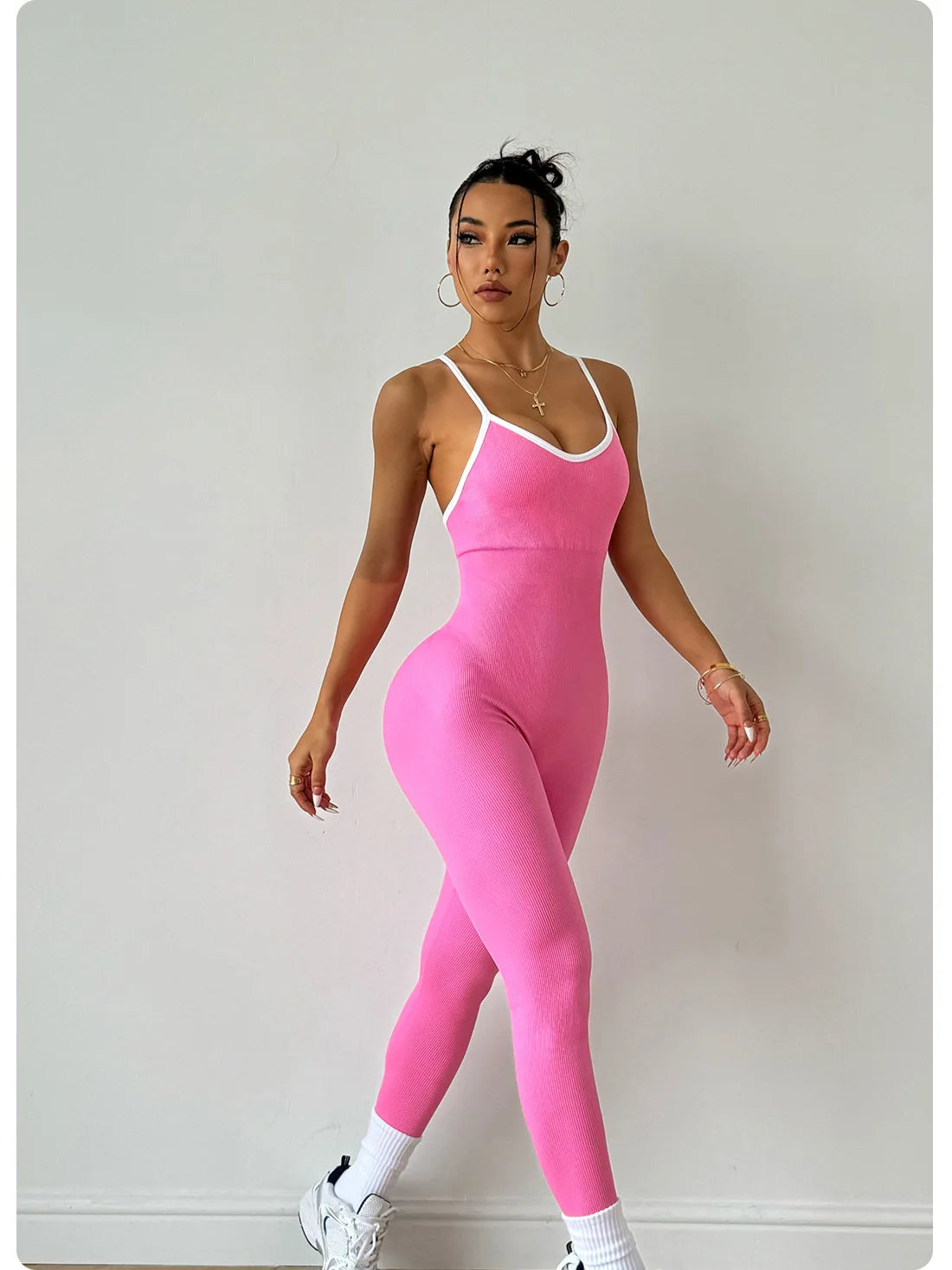 Combinaison Sexy à bretelles dans le dos croisé pour femmes, ensemble de gymnastique, entraînement, Yoga, vêtements de sport, une pièce, combinaison de sport, Fitness, body d'entraînement