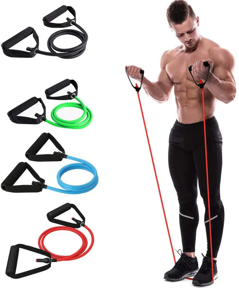 Bandes de résistance avec poignées, bandes d'exercice, bandes d'entraînement avec poignées pour hommes et femmes, équipement de musculation à la maison