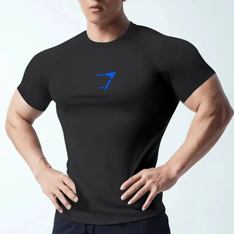 T-shirt de fitness à manches courtes haute élasticité, séchage rapide et respirant, adapté aux vêtements de sport, de course et de fitness