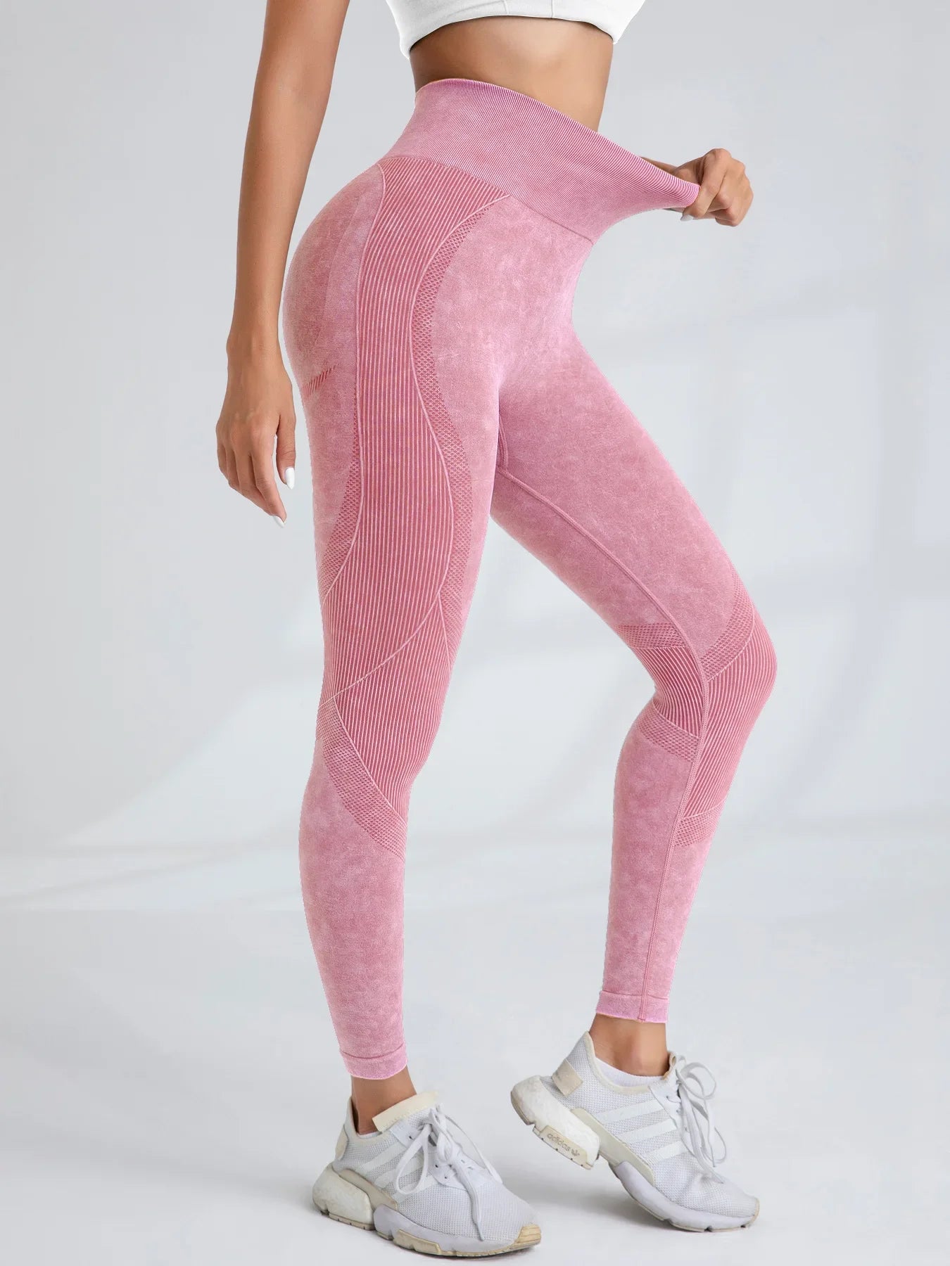 Pantalon de yoga Taille serrée Lettre Sable Lavé Pantalon Exercice Yoga Leggings | Fitness Femme