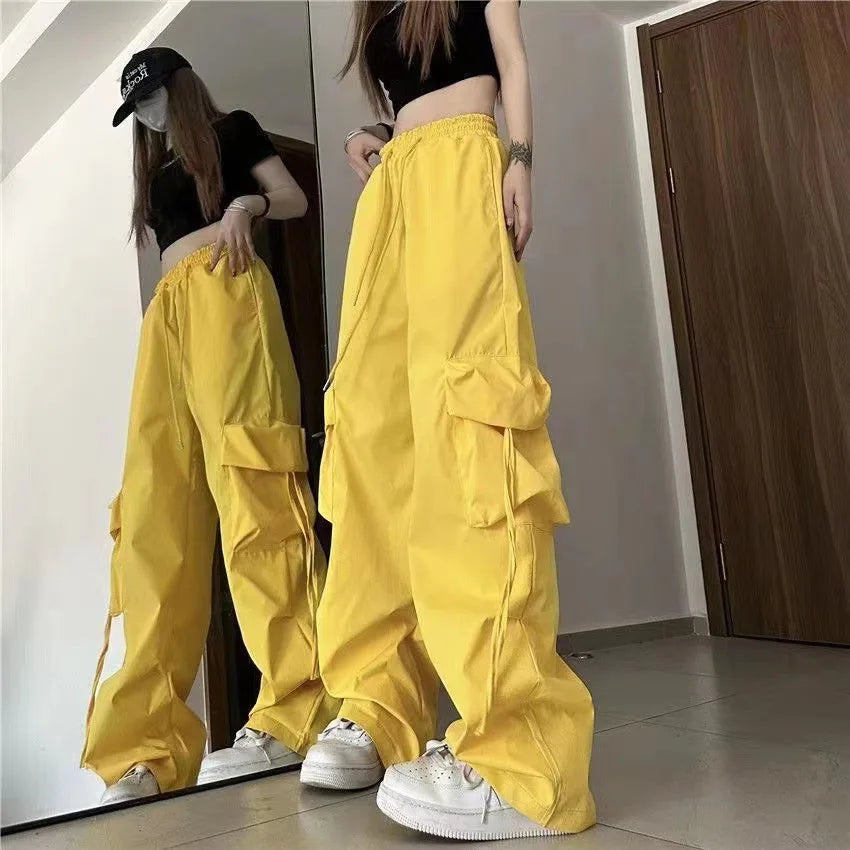 Pantalon Cargo rétro pour femmes, mode Streetwear, taille haute, mince, décontracté, pantalon de sport Harajuku, vêtements pour femmes