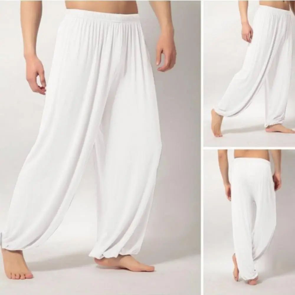 Sarouel pour hommes couleur unie pantalons de Yoga exercice du matin Tai Chi pantalon décontracté pantalon à jambes larges pantalons longs sarouel pantalons masculins