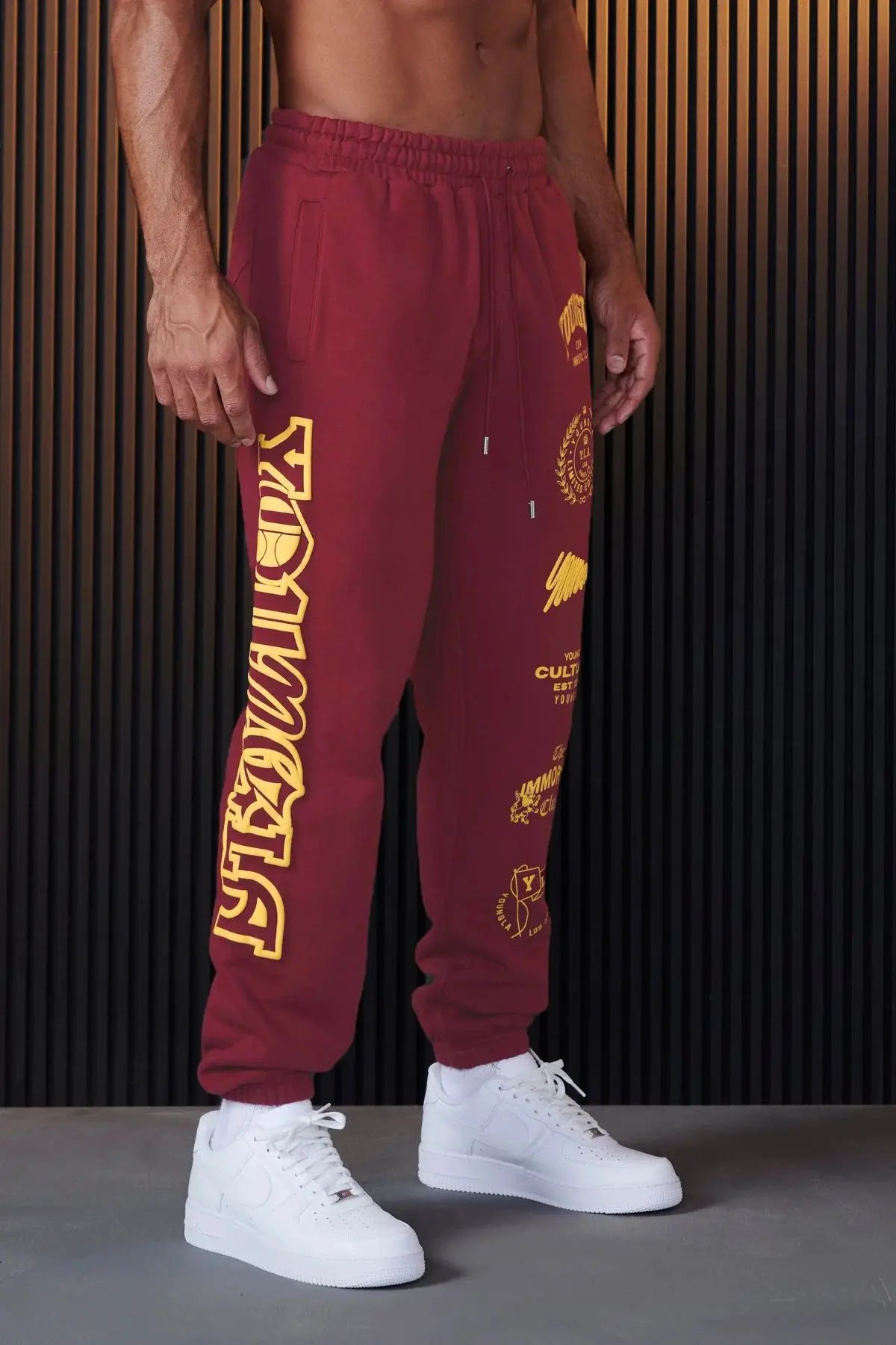 Pantalons de survêtement sport fitness pantalon décontracté coton imprimé stretch polyvalent
