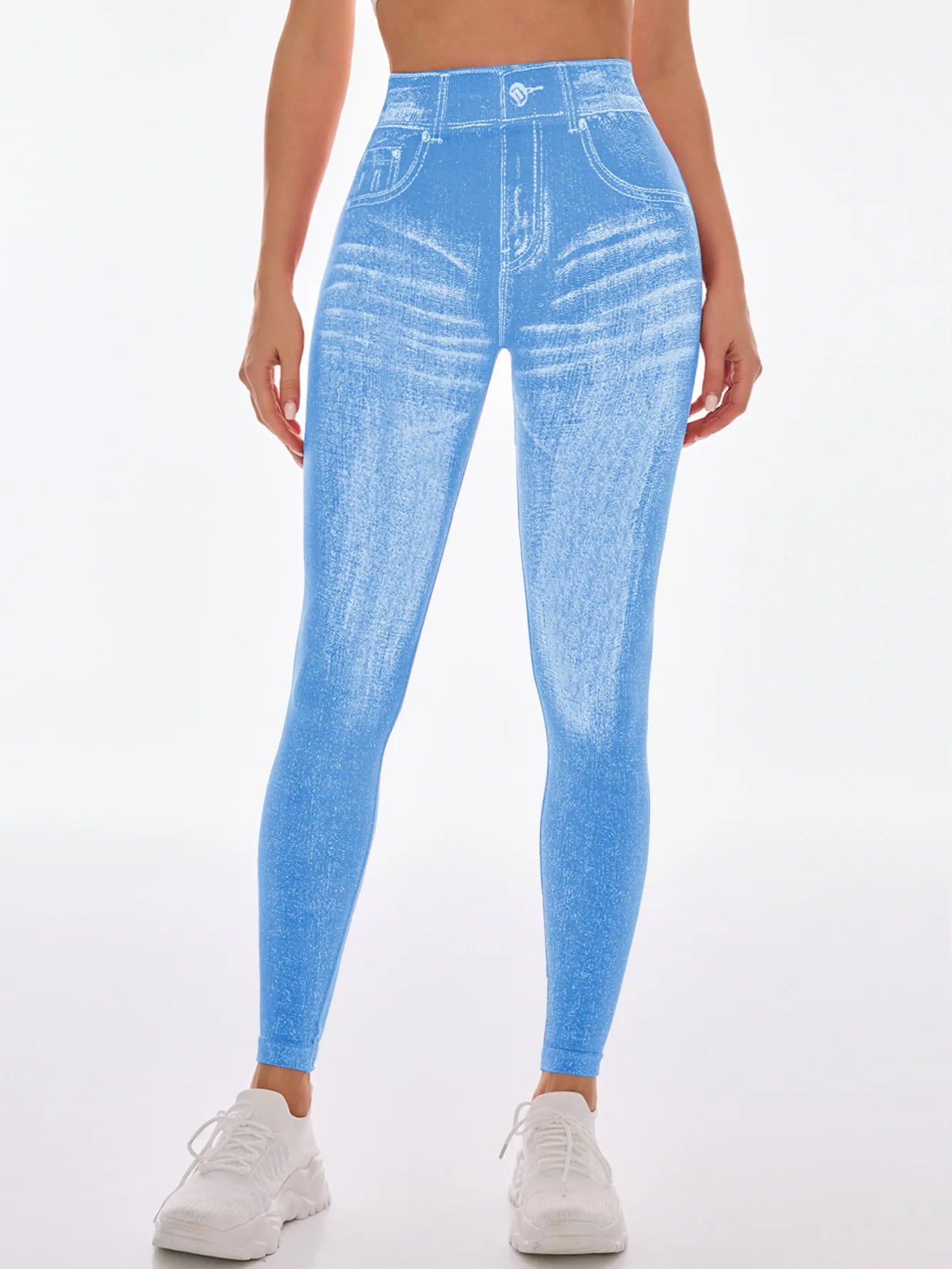 Leggings Gym Faux Denim Sans Couture Elastique Training | Fitness Femme