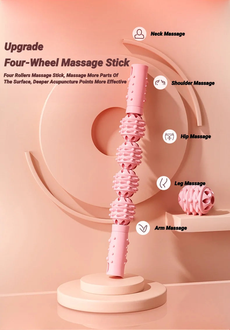 4 boules bâton de Massage rouleau mollet Muscle Cervical cou épaule dos relaxant Yoga loup dents Muscles Relaxation Fitness