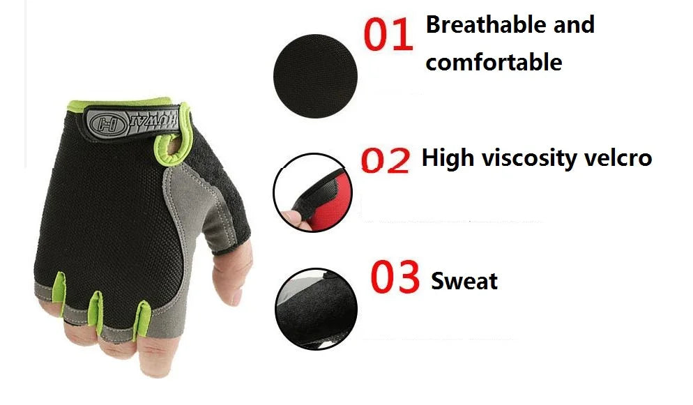 Gants de sport respirants UNISEXE, accessoire d'entraînement sans doigts