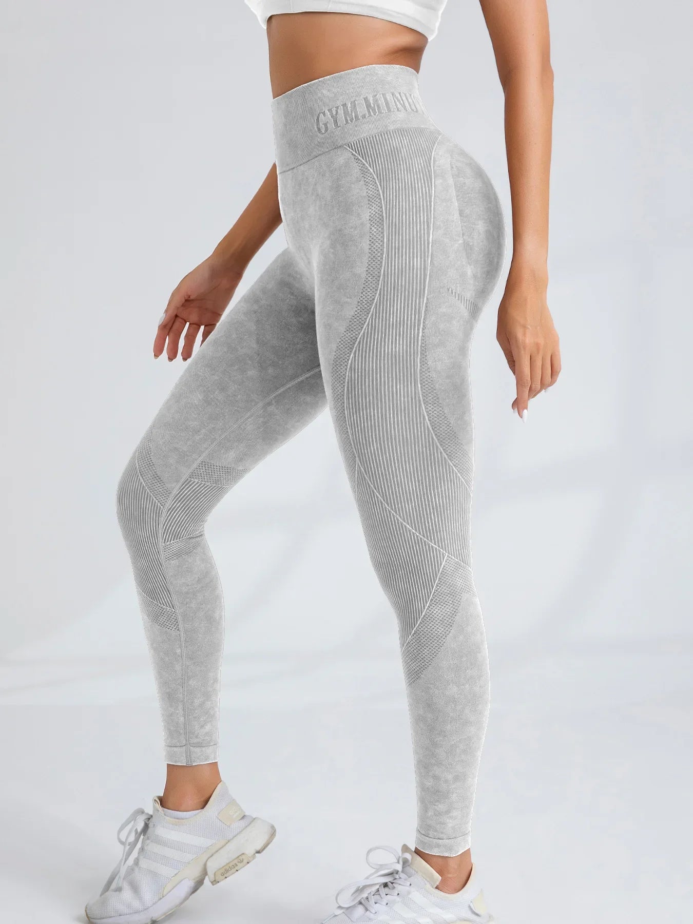 Pantalon de yoga Taille serrée Lettre Sable Lavé Pantalon Exercice Yoga Leggings | Fitness Femme