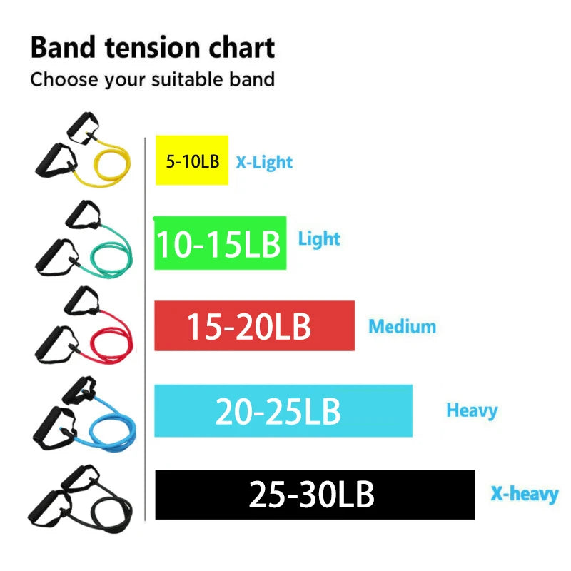 Bandes de résistance avec poignées, bandes d'exercice, bandes d'entraînement avec poignées pour hommes et femmes, équipement de musculation à la maison
