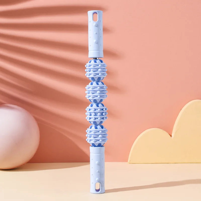 4 boules bâton de Massage rouleau mollet Muscle Cervical cou épaule dos relaxant Yoga loup dents Muscles Relaxation Fitness