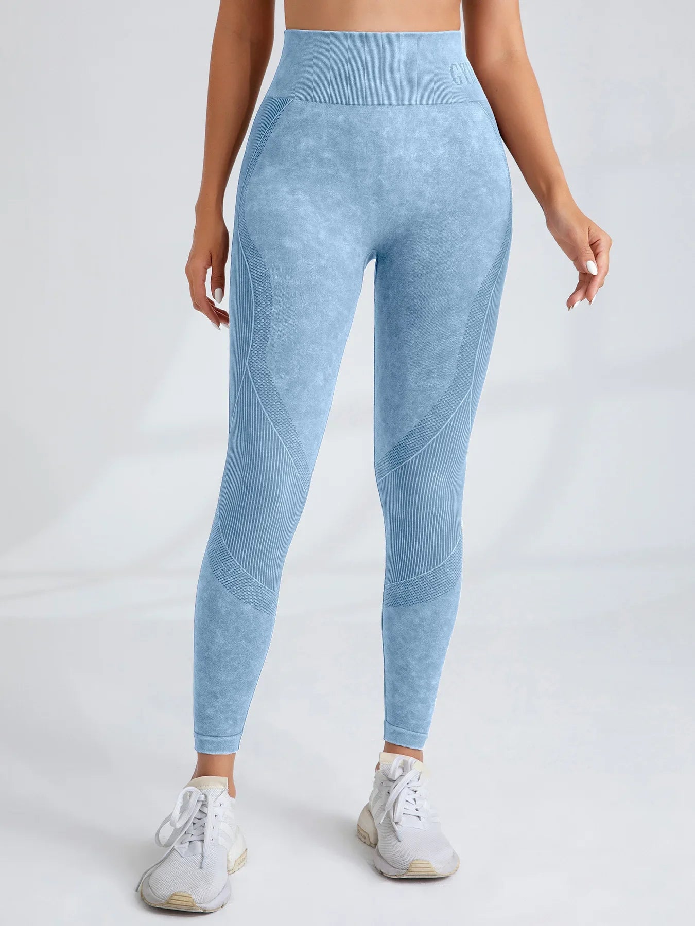 Pantalon de yoga Taille serrée Lettre Sable Lavé Pantalon Exercice Yoga Leggings | Fitness Femme