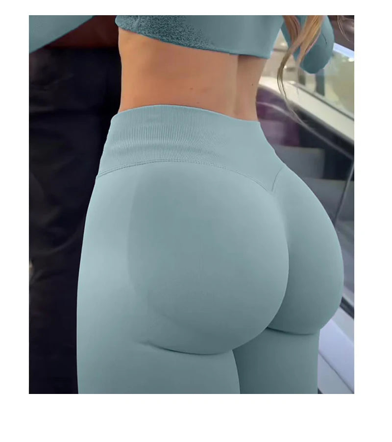 Leggings Gym Femmes Sans Couture Sports Yoga Pantalon Bas Côtelé | Fitness Femme