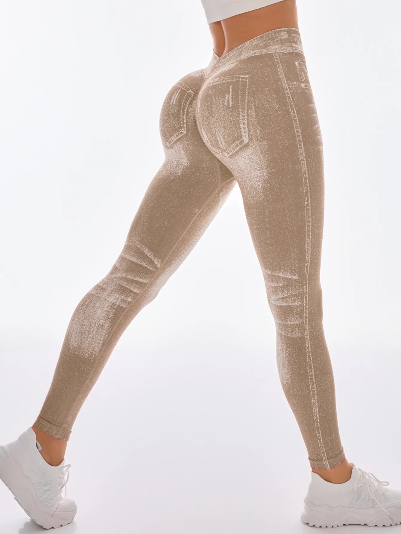 Leggings Gym Faux Denim Sans Couture Elastique Training | Fitness Femme