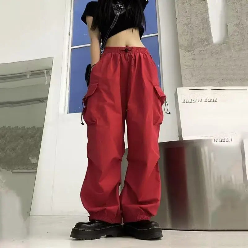 Pantalon Cargo rétro pour femmes, mode Streetwear, taille haute, mince, décontracté, pantalon de sport Harajuku, vêtements pour femmes