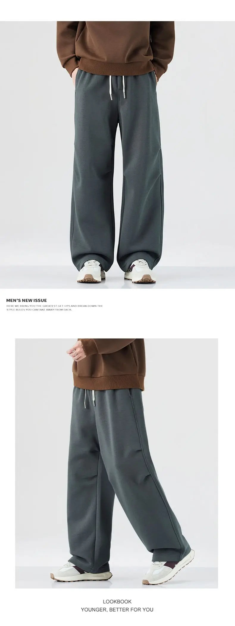 Baggy Fit hommes Decontracté pantalon automne hiver jambe droite ouest pantalon confortable drapé japonais rétro casual pantalon nouveau