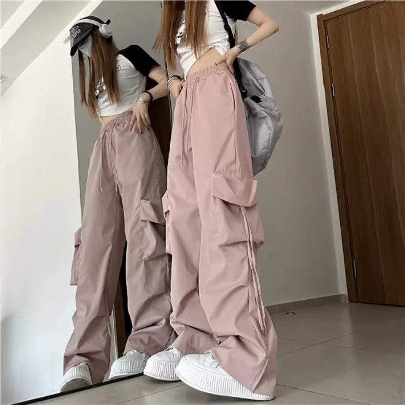 Pantalon Cargo rétro pour femmes, mode Streetwear, taille haute, mince, décontracté, pantalon de sport Harajuku, vêtements pour femmes