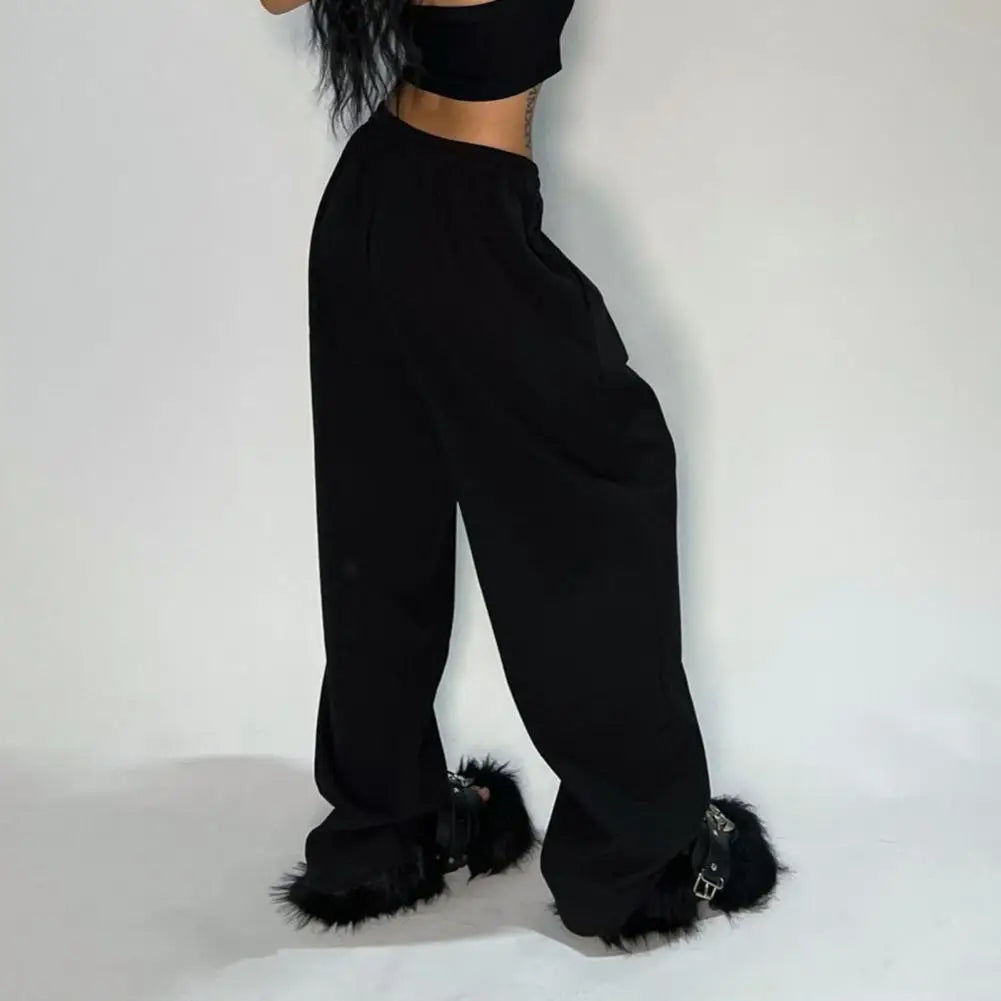 Pantalon de survêtement décontracté pour femmes, couleur unie, taille haute, à lacets, ample, jogging, classique, Baggy, Streetwear, Sport, danse