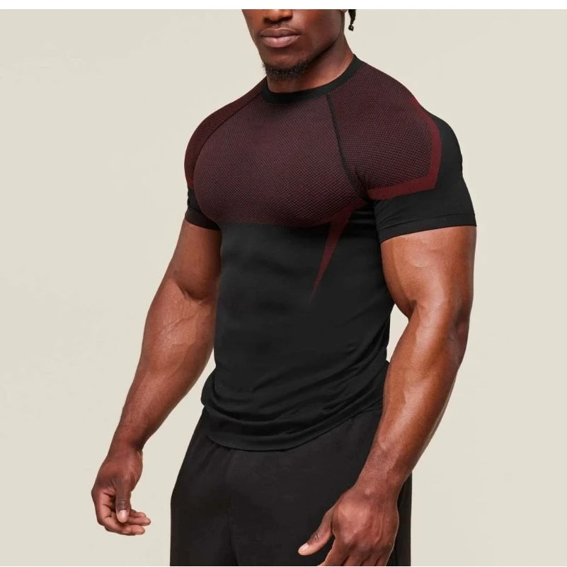T-Shirt de sport requin pour hommes, haute élasticité, séchage rapide, serré, Fitness, entraînement, respirant, été, gymnastique, tendance, marque