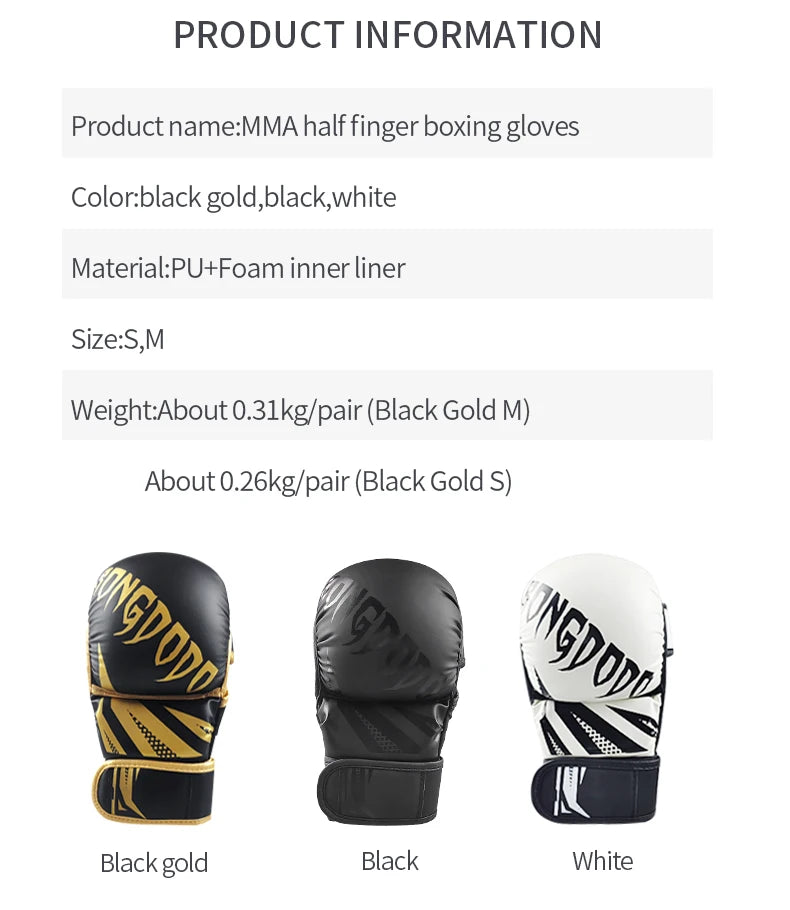 Gants de combat demi-doigt Pur Cuir | MMA - Boxe - Muay Thai |Accessoires C