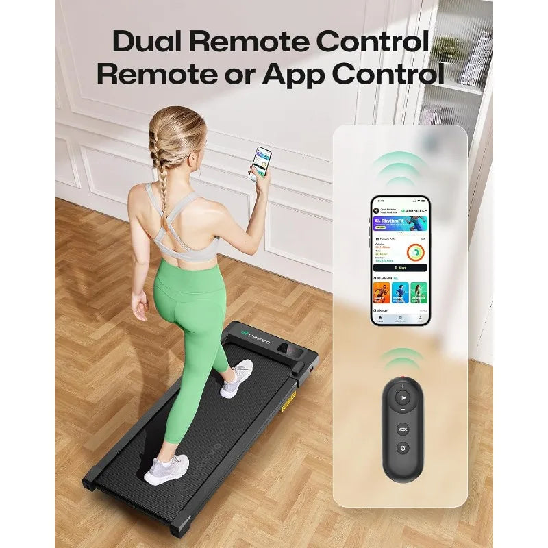 UREVO Tapis de marche intelligent, tapis roulant compact sous le bureau avec double absorption des chocs, fonctionnement silencieux, application d'entraînement