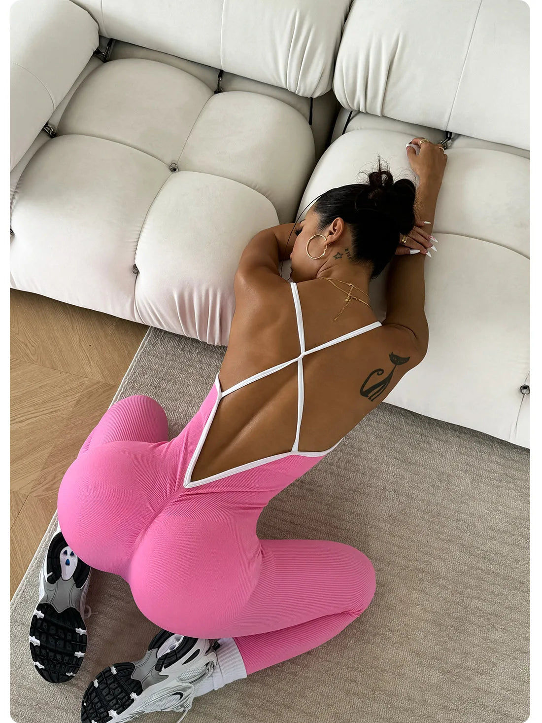 Combinaison Sexy à bretelles dans le dos croisé pour femmes, ensemble de gymnastique, entraînement, Yoga, vêtements de sport, une pièce, combinaison de sport, Fitness, body d'entraînement