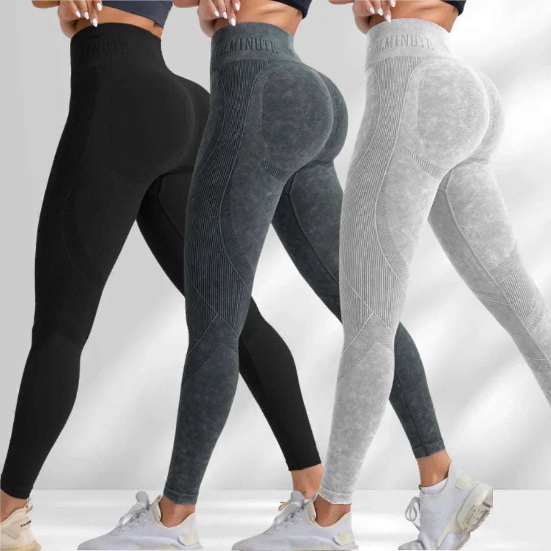 Pantalon de yoga Taille serrée Lettre Sable Lavé Pantalon Exercice Yoga Leggings | Fitness Femme