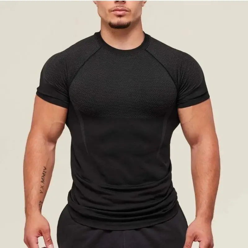 T-Shirt de sport requin pour hommes, haute élasticité, séchage rapide, serré, Fitness, entraînement, respirant, été, gymnastique, tendance, marque